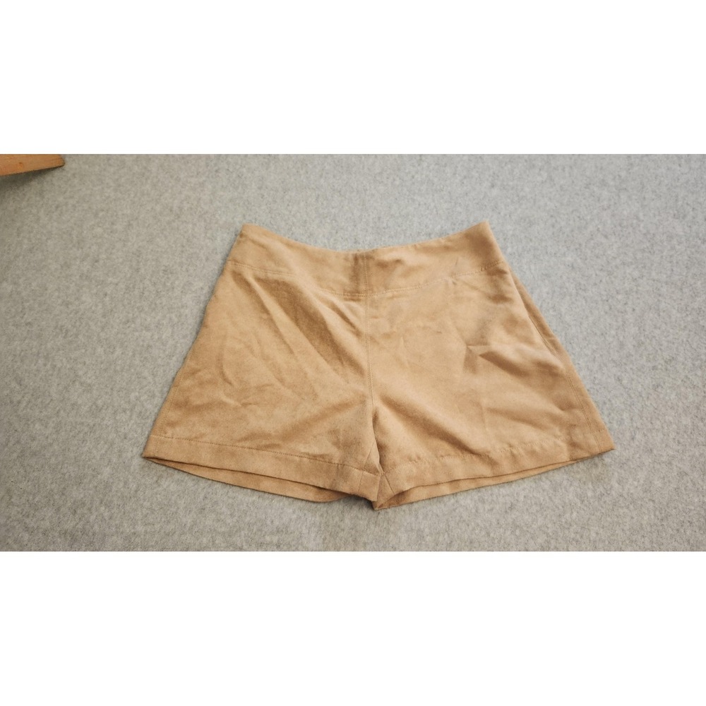 Waverly Grey Shorts Womens 2 Tan Faux Suede Side Zip Welt Pockets Made in USA